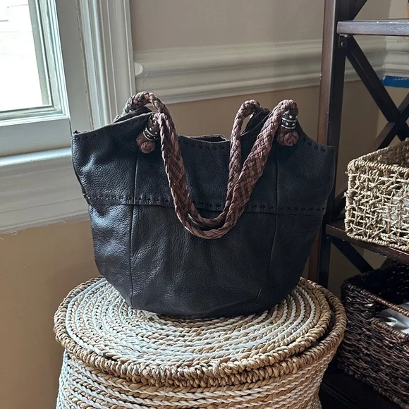 The Sak Espresso Pebbled Leather Shoulder Hobo Bag with Braided Handles - Picture 3 of 16